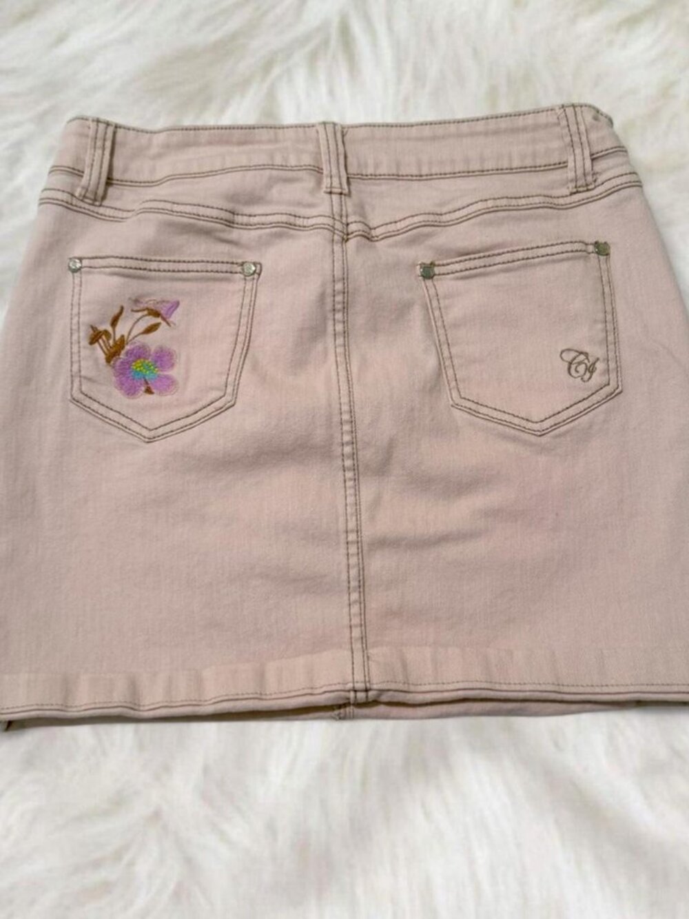 Pink Denim Mini Skirt - Picture 1 of 5